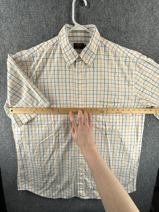 Paul & Shark Blue Yellow Check XL Short Sleeve Button-Down Nautical Pocket Men - Picture 5 of 13